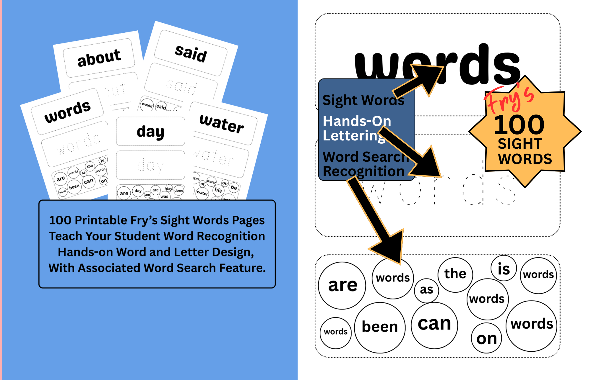 Printable Fry's Sight Word Cards - Word Hunt For Kids