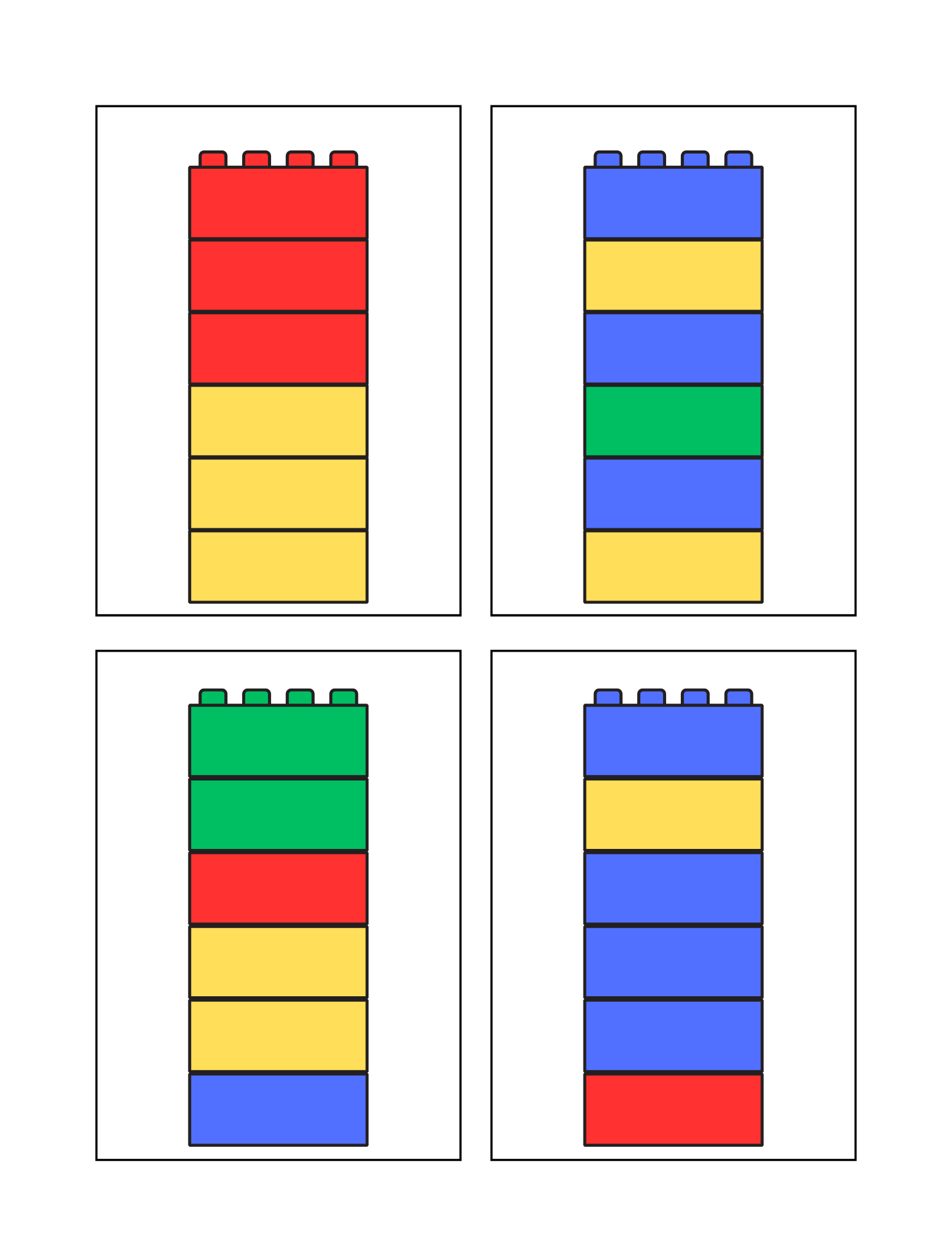 Printable 80 Tables - Building Block Color Activity