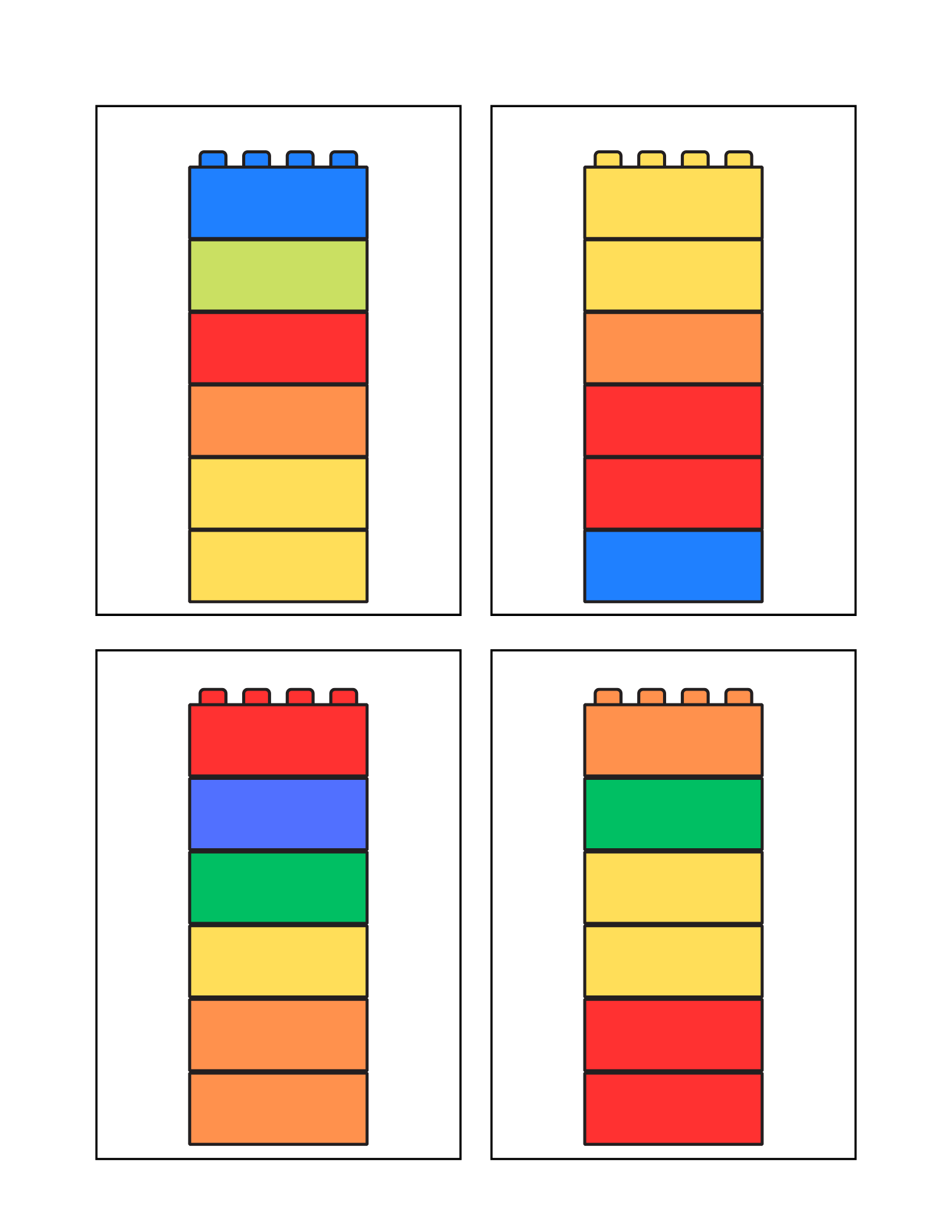 Printable 80 Tables - Building Block Color Activity