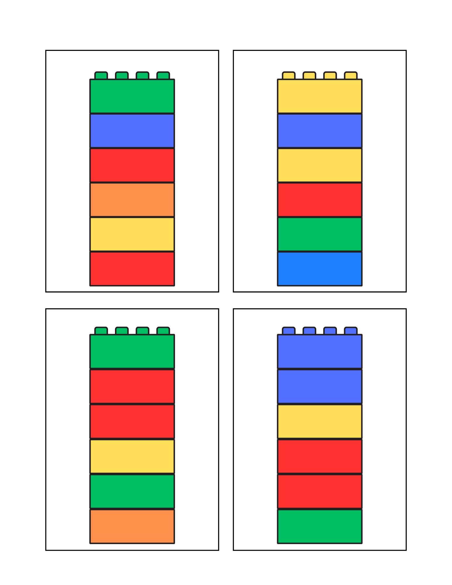 Printable 80 Tables - Building Block Color Activity