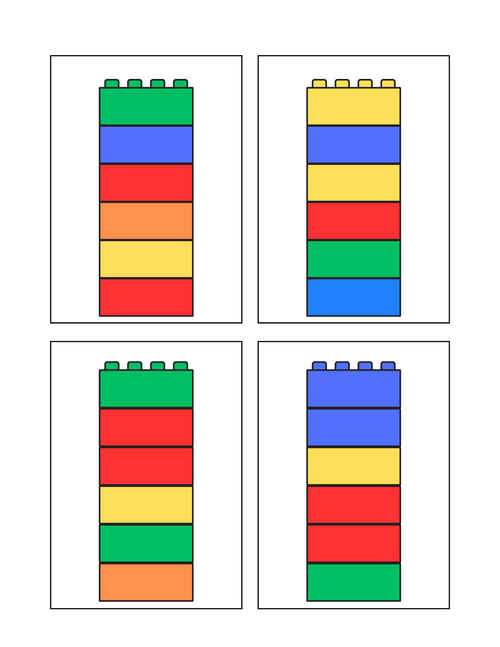 Printable 80 Tables - Building Block Color Activity