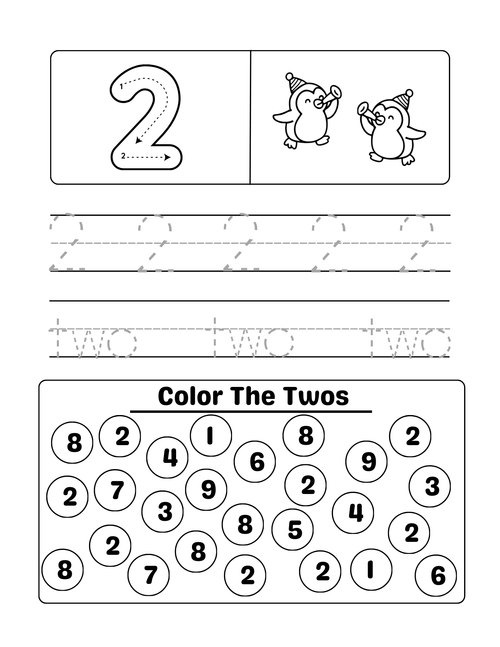 Printable 1-10 Count, Trace & Color With Animals