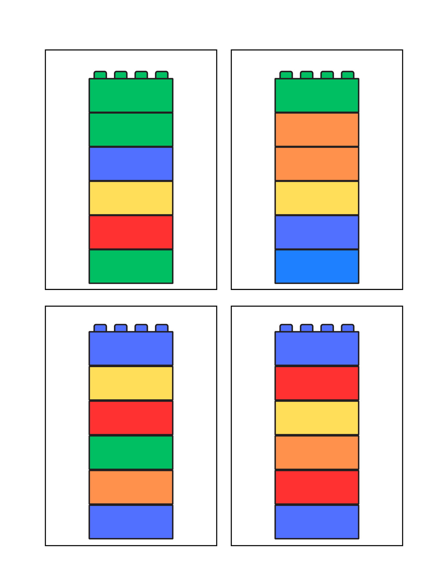 Printable 80 Tables - Building Block Color Activity