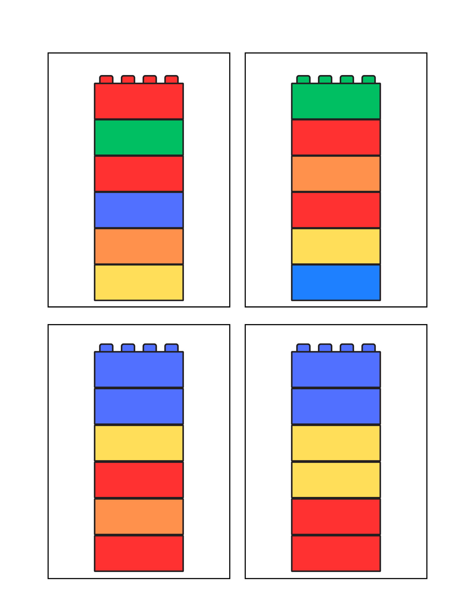 Printable 80 Tables - Building Block Color Activity