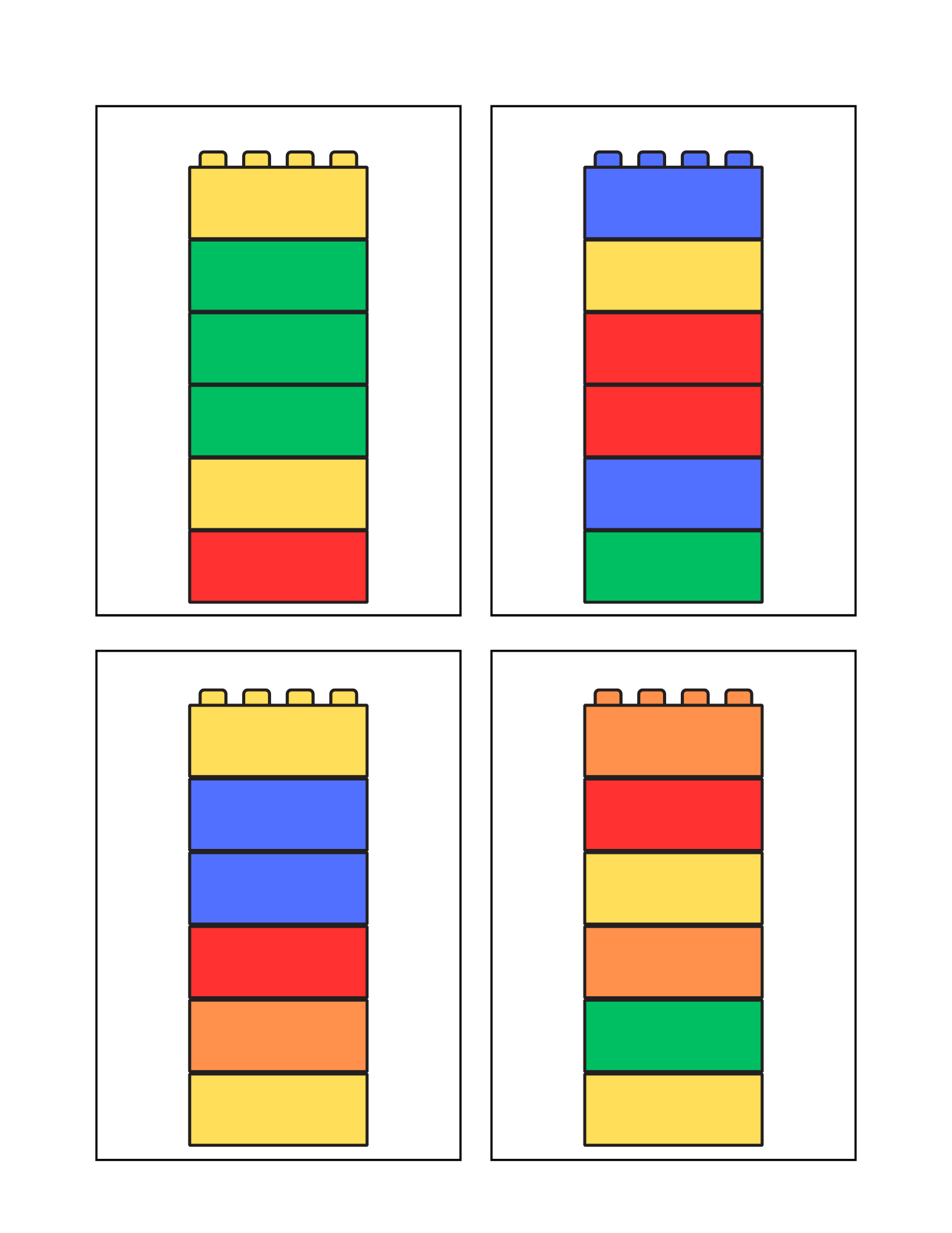 Printable 80 Tables - Building Block Color Activity
